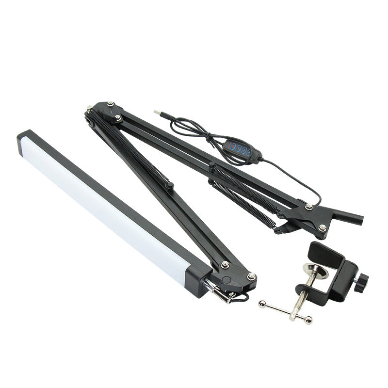 LED Folding Long Arm Clip Magnifying Glass Repair Light