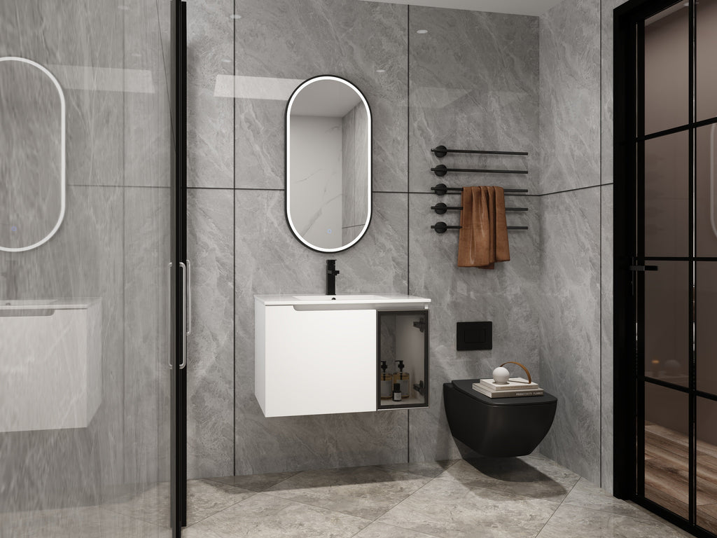 30" Wall-Mounted Bathroom Vanity With Ceramic Sink