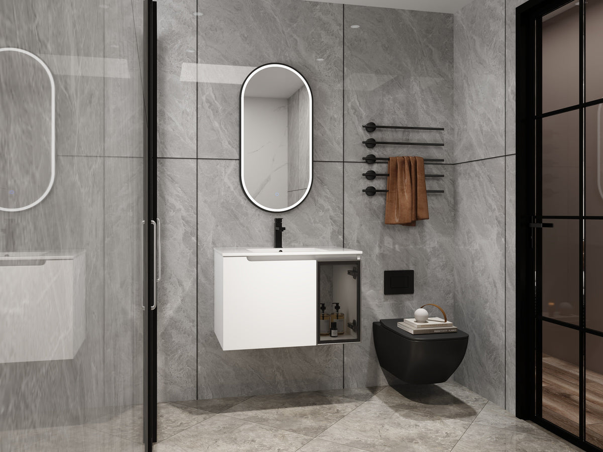 30" Wall-Mounted Bathroom Vanity With Ceramic Sink