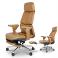 Genuine Leather Office Chair with Flexible Footrest