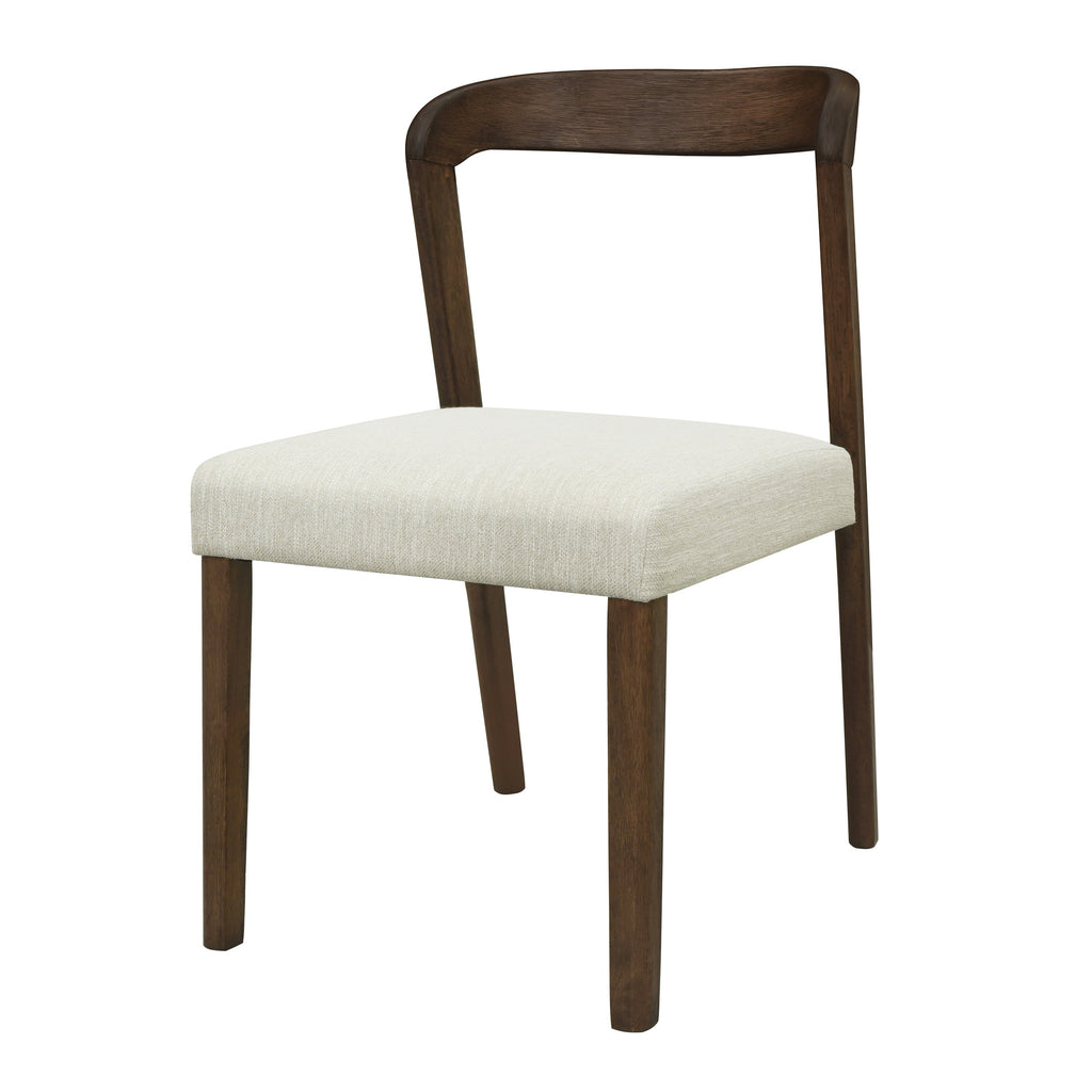 Solid Rubber Wood Dining Chairs (Walnut + Beige) - Set of 2