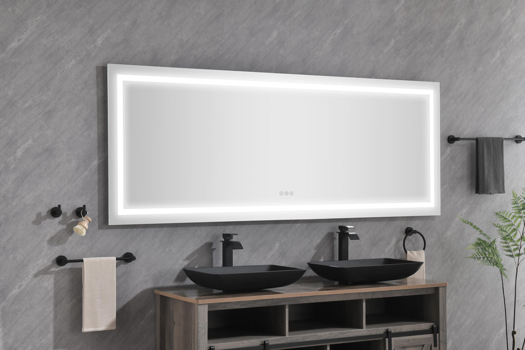 72" x 30" LED Bathroom Mirror with Front and Backlight
