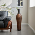 Hand-Woven PVC Rattan Floor Vase, 39 Inch Tall