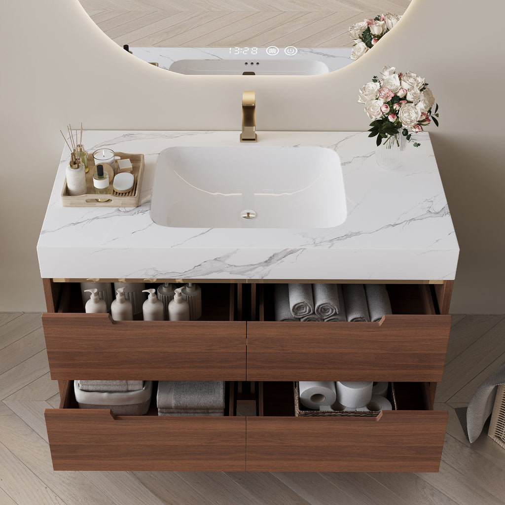35.4" Farmhouse Free-standing Sintered Stone Bathroom Vanity
