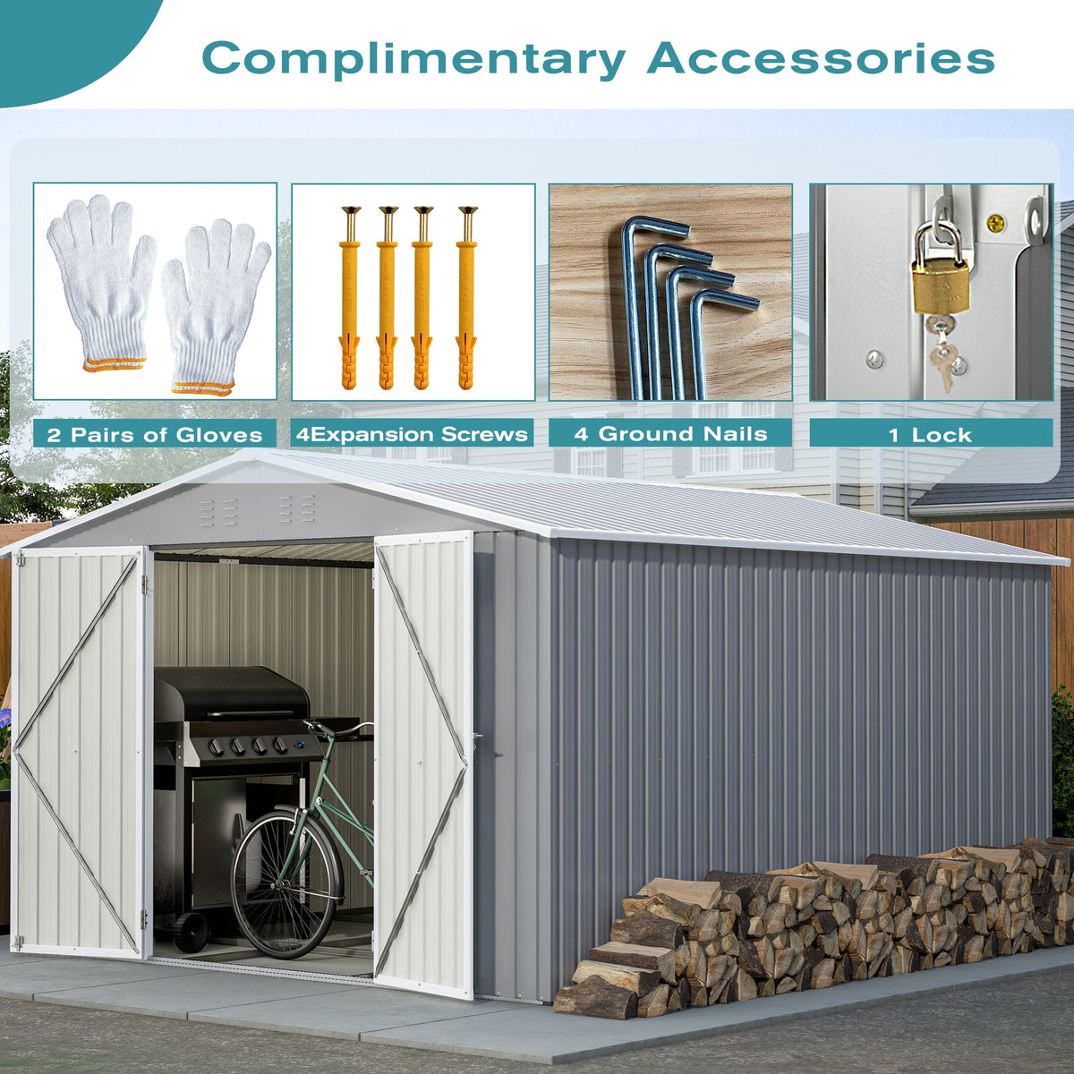 10 x 12 Ft. Outdoor Storage Shed with Floor Frame Kit