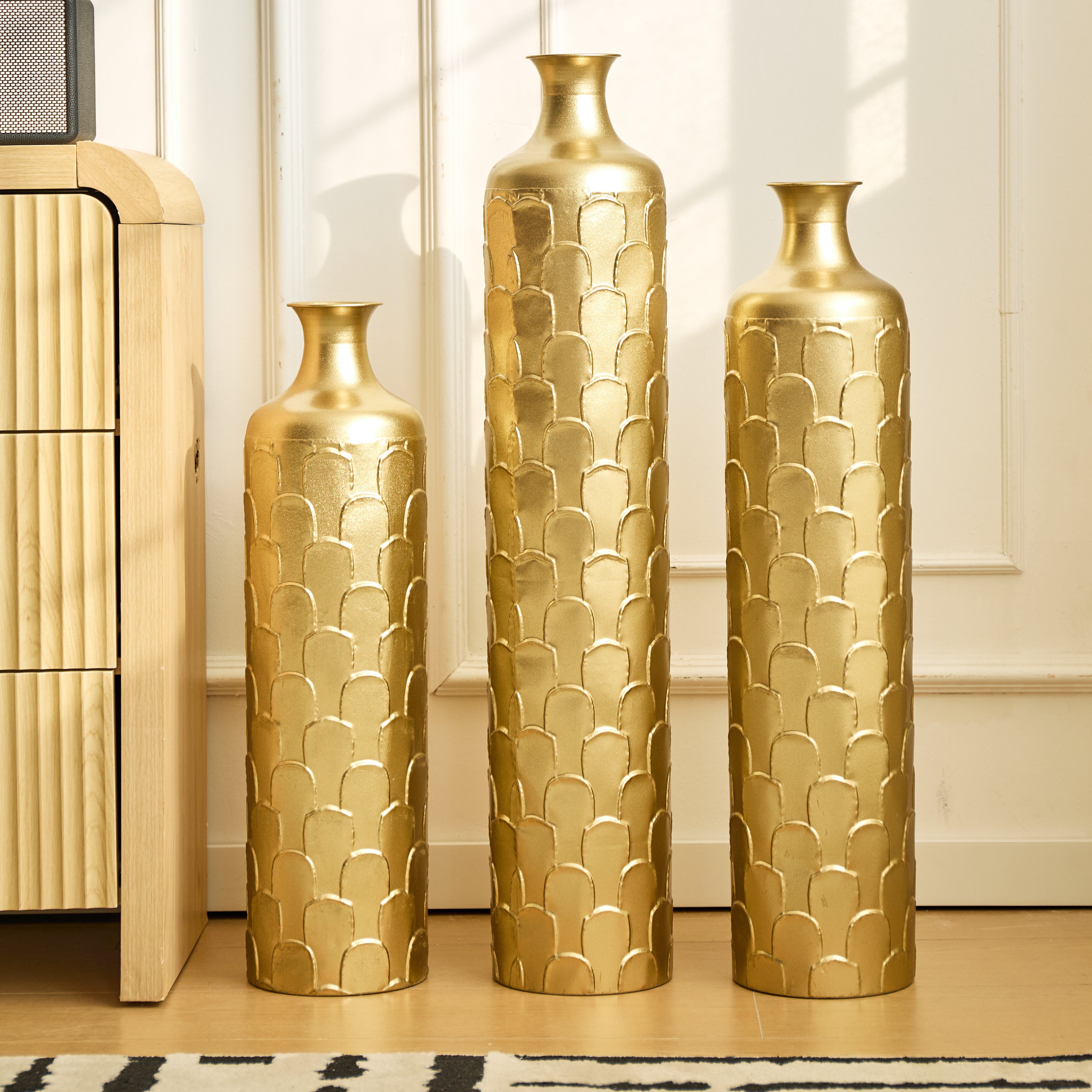 Floor Metal Vases Decorated