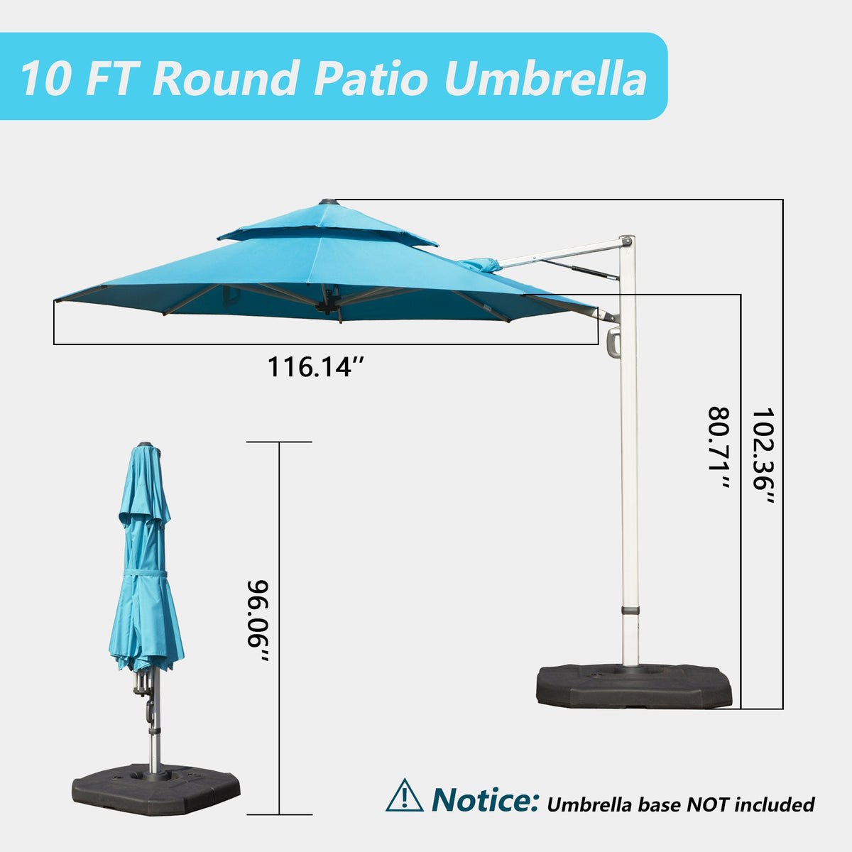 Round Cantilever Umbrella with Center Pole - Lake