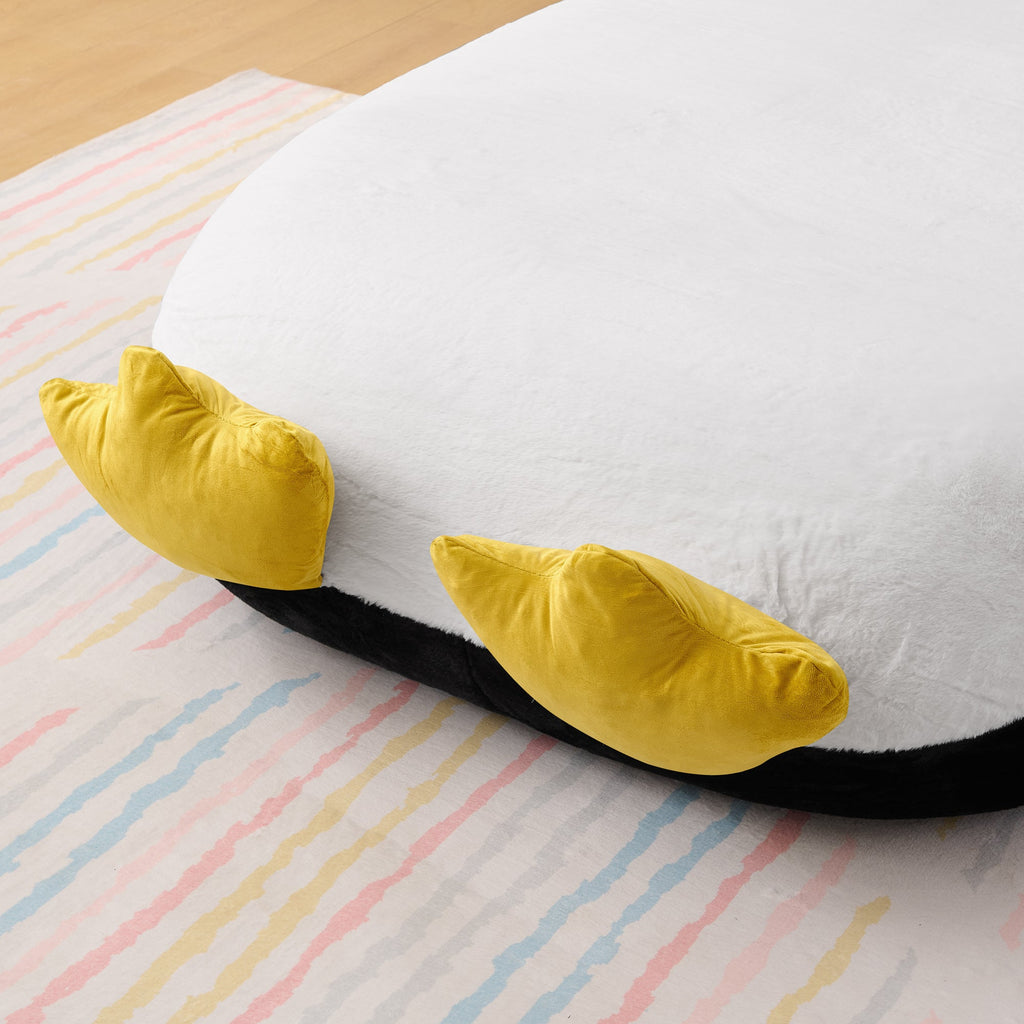 Twin Size Fluffy Faux Fur Penguin Shaped Bed Lounger Chair