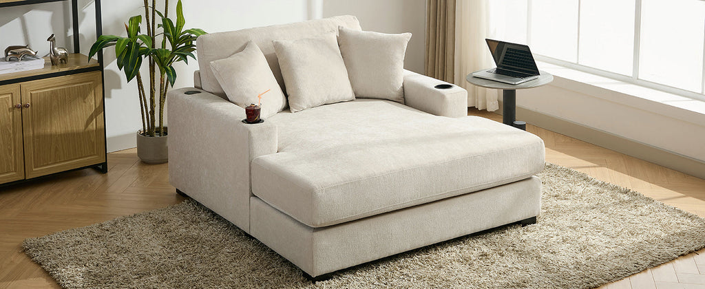 55" Oversized Chaise Lounger - Modern Style Sofa Couch