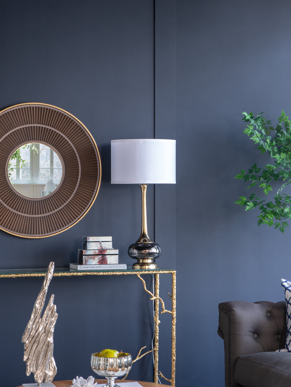 D15x29" Table Lamp with Glass Drum