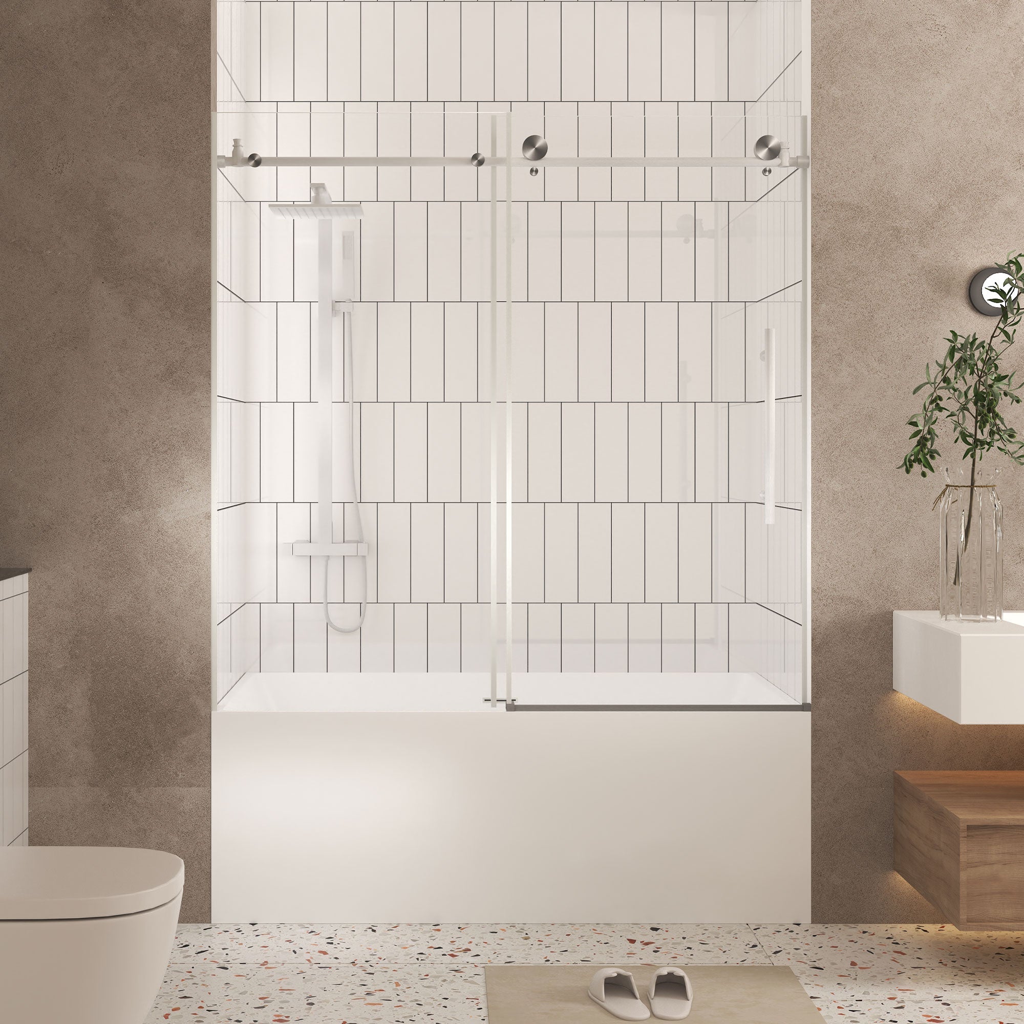 Frameless Shower Door 56-60" W x 60" H
