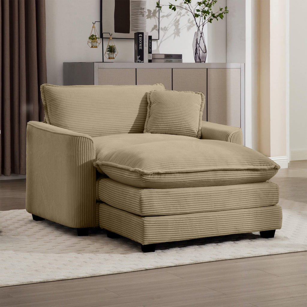 Comfortable Single Chair Deep Seat Sofa With Footstool