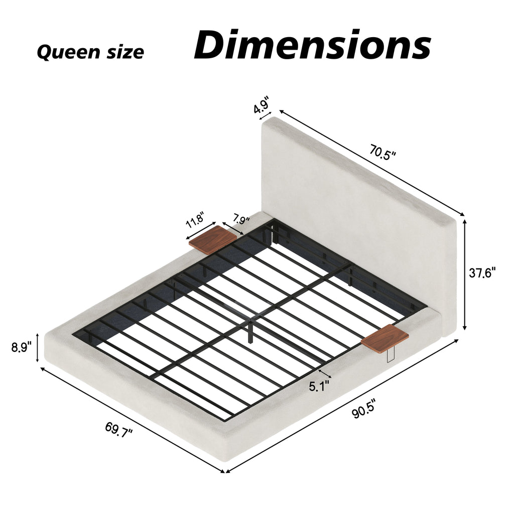 AirFrame Queen Bed Frame with Adjustable Sliding Side Table