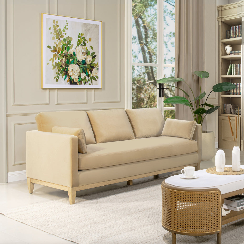 Knox 84" Modern Farmhouse Sofa, Fawn
