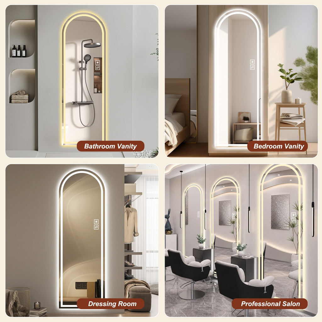 65" x 21" Arched Full Length Lighted Mirror
