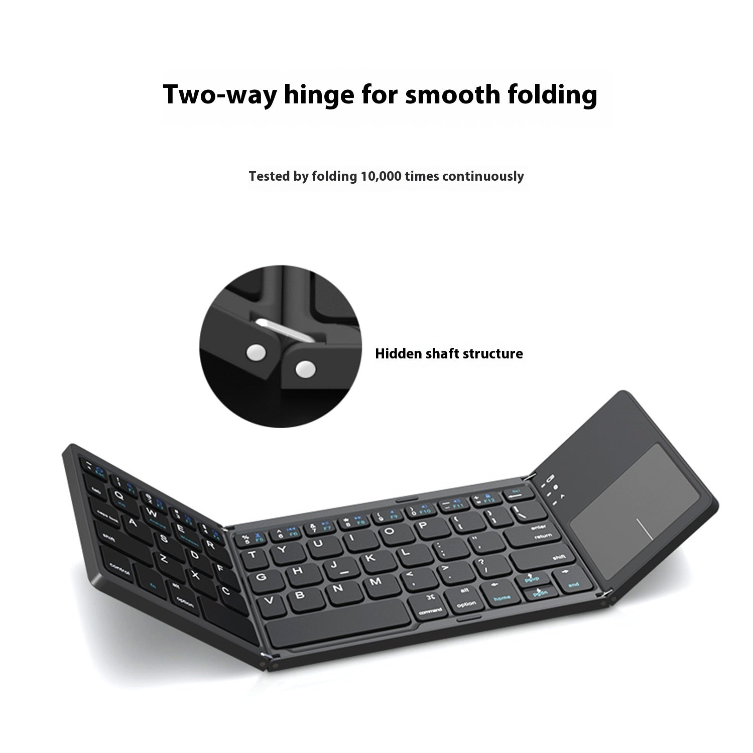 Mini Tri-fold Bluetooth Keyboard Portable Thin Touch