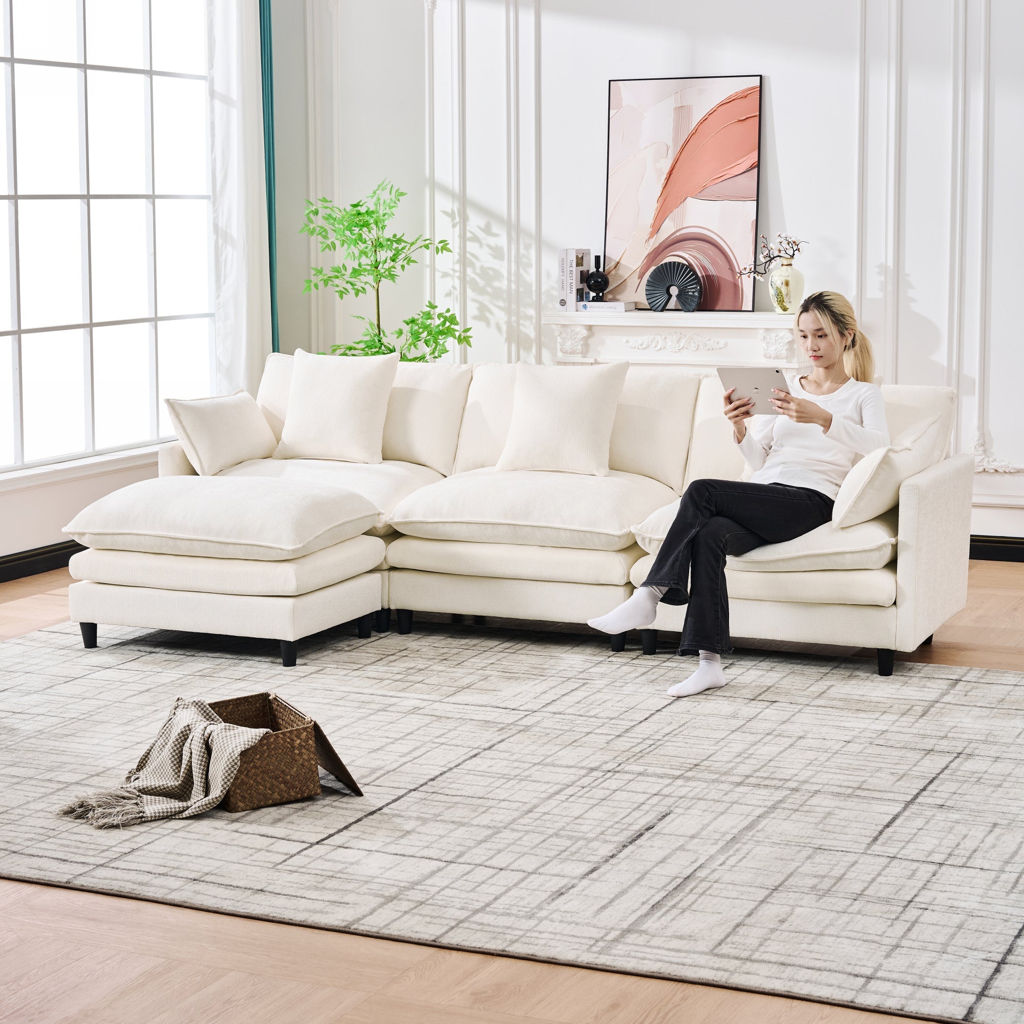 140.9-Inch U-Shaped Modular Sectional Sofa