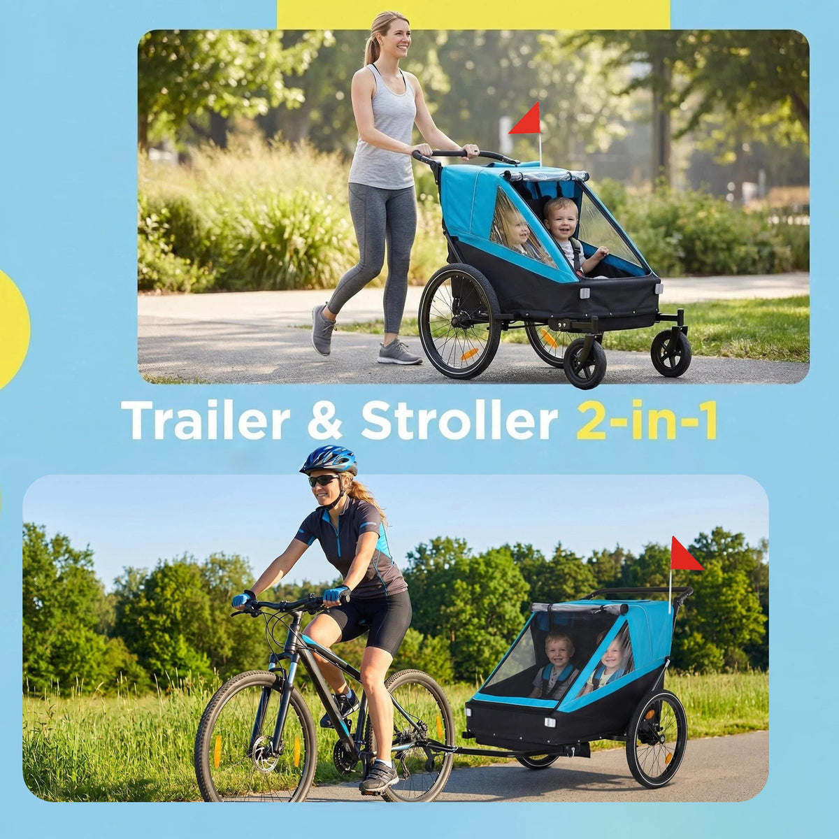 2 In 1 Kids Bike Trailer and Stroller
