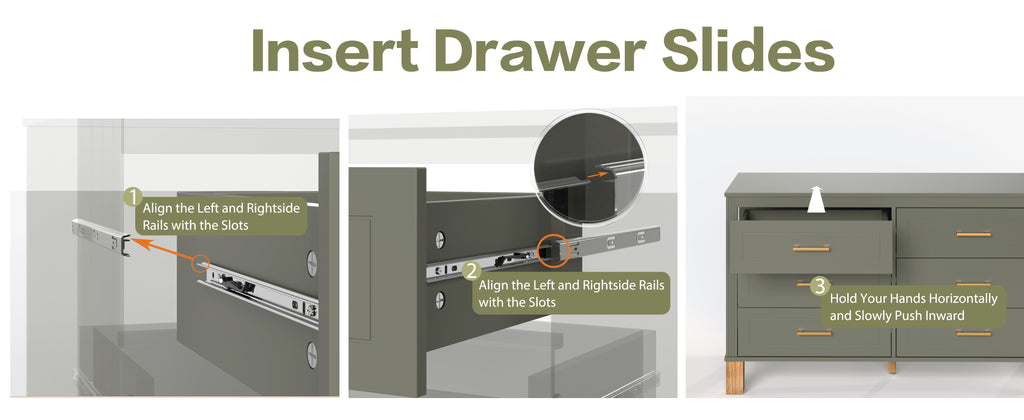 6-Drawer Double Dresser in Olive