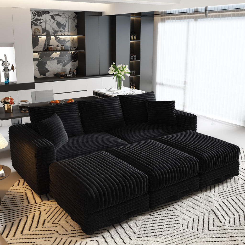 Plush Corduroy 3-Seat Sofa