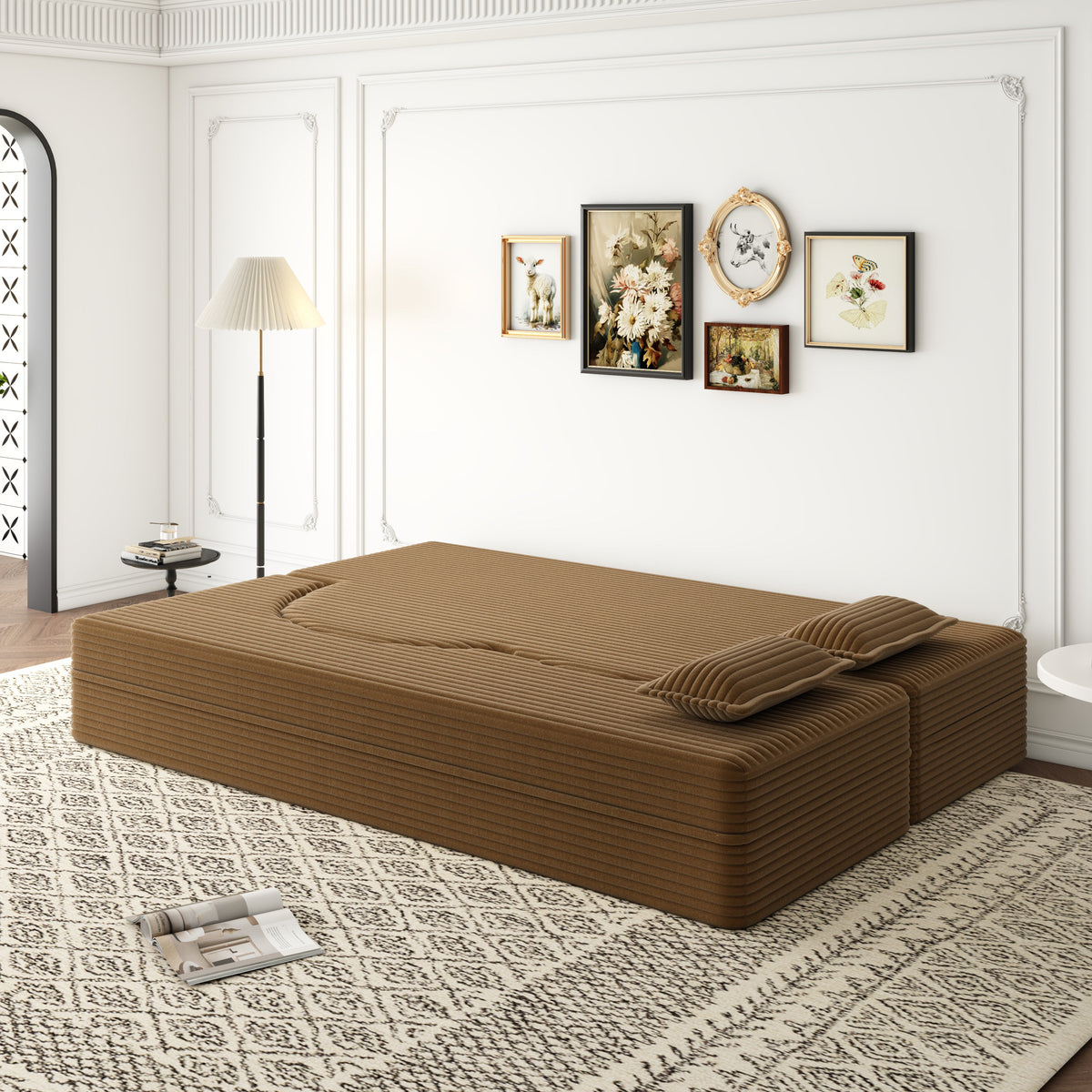Modern Floor Sofa with 2 Pillows