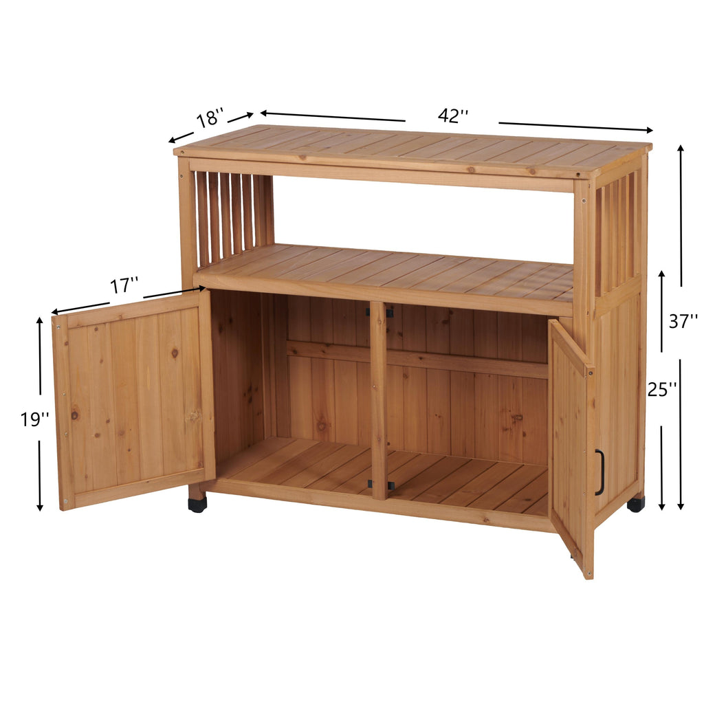 Wooden Patio Bar Table Set with Storage