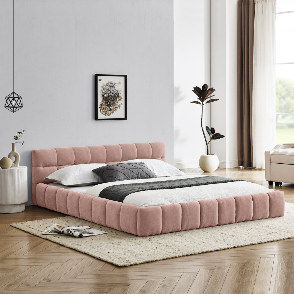 Queen Size Upholstered Bed Frame with Headboard
