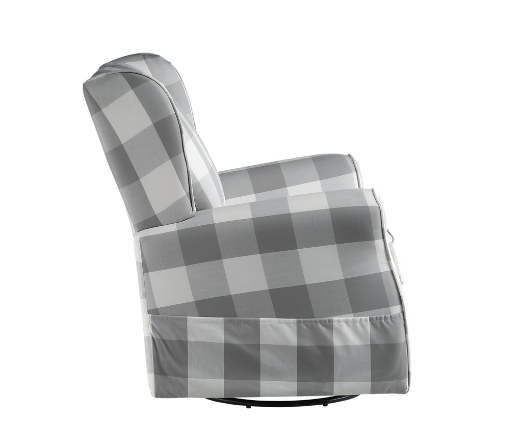 Patli Gray & White Fabric Glider Chair with Swivel