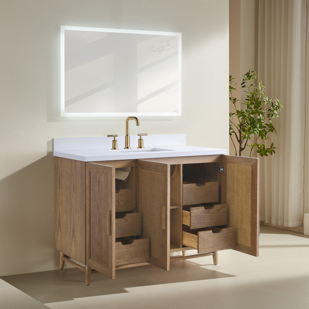 48'' Freestanding Single Sink Light Coffee Bathroom Vanity