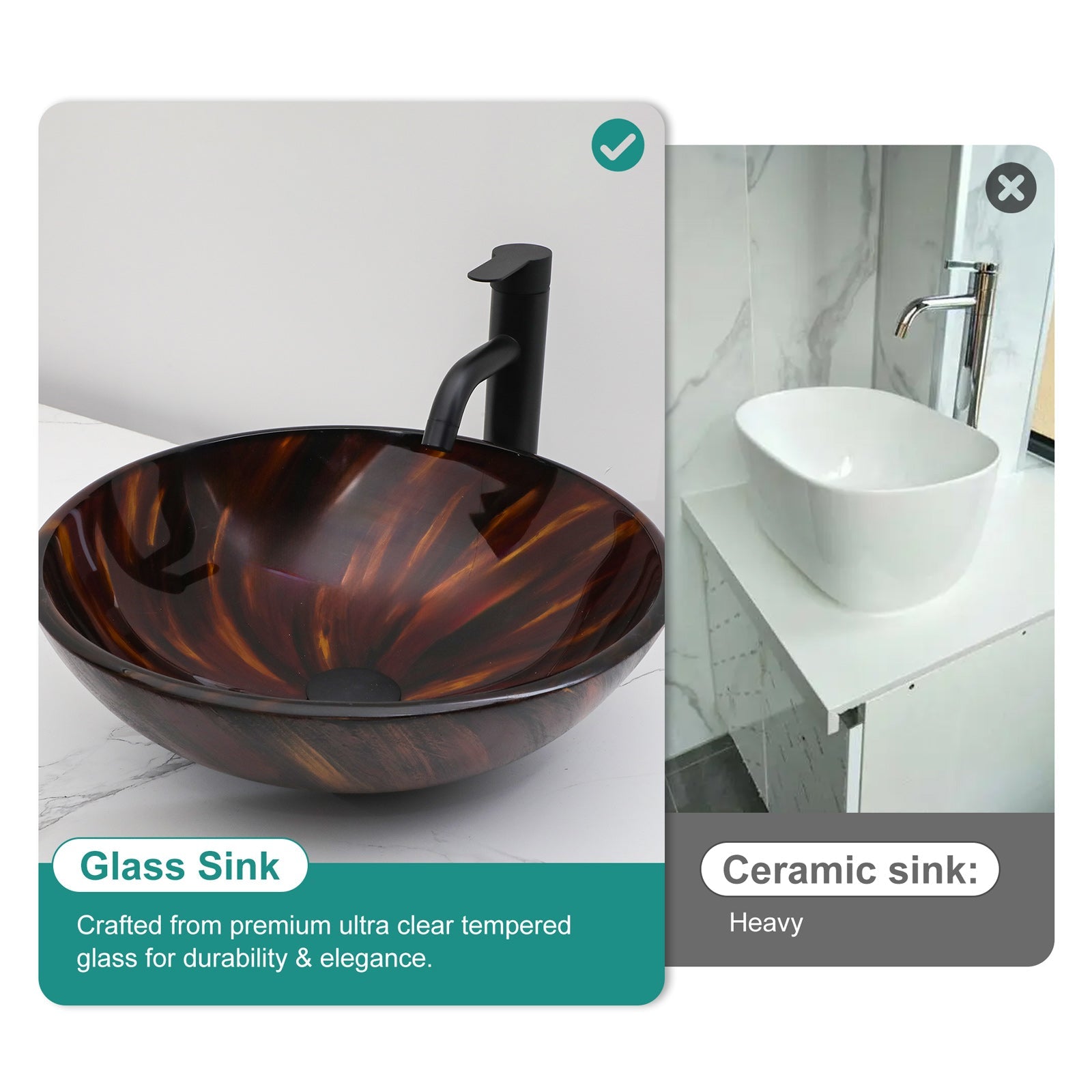 Bathroom Artistic Tempered Glass Vessel Bathroom Sink