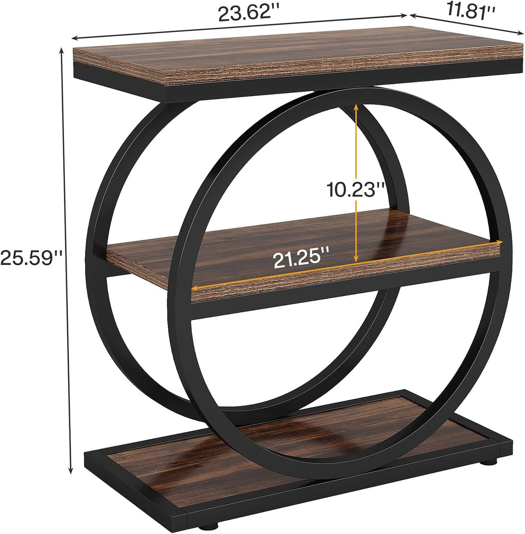 End Table Set of 2 with 3 Storage Shelves