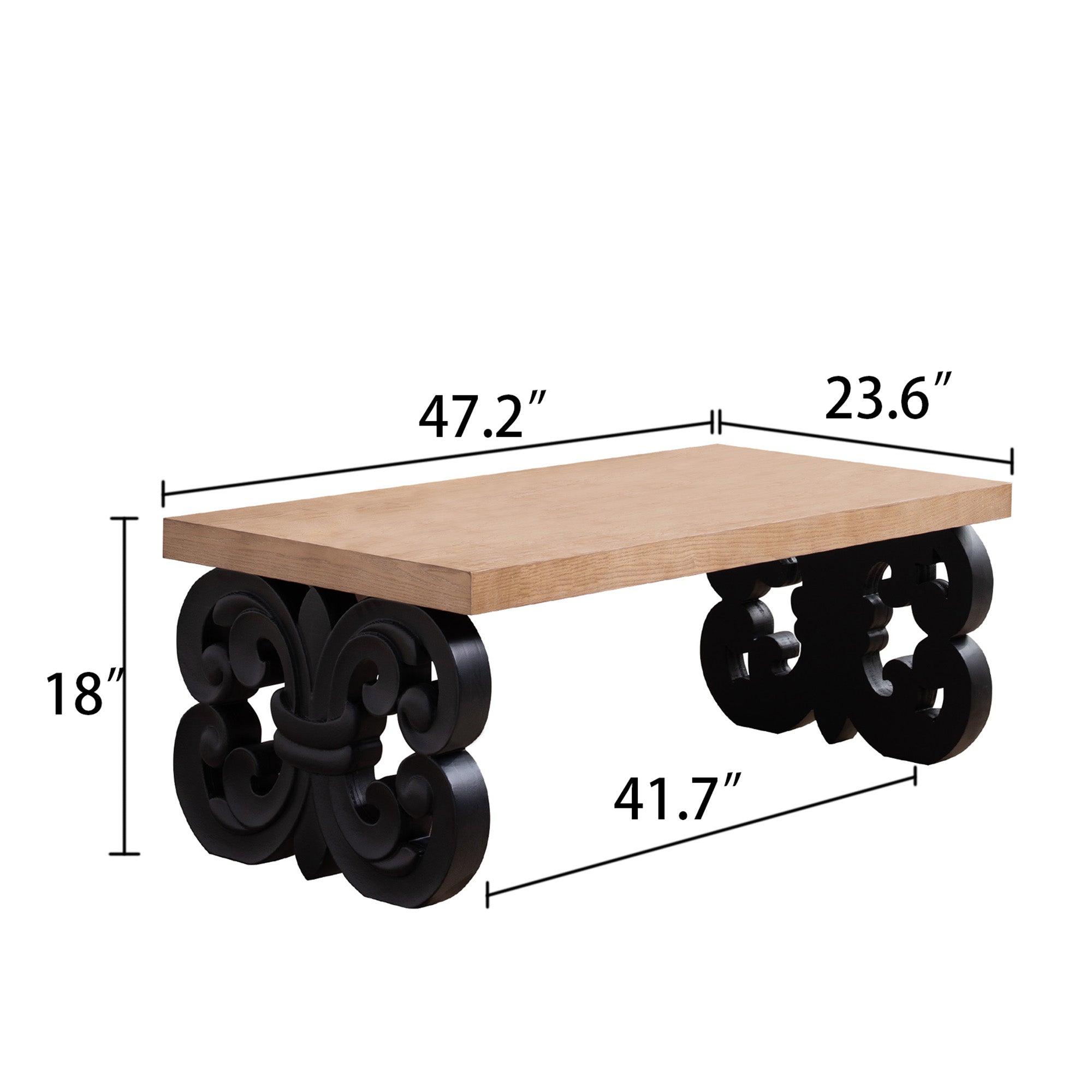Black Scroll Base Coffee Table