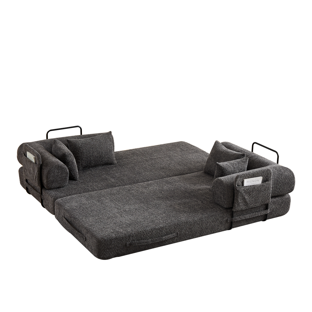 78.7-Inch Convertible Sleeper Sofa Bed with Cylindrical Pillow