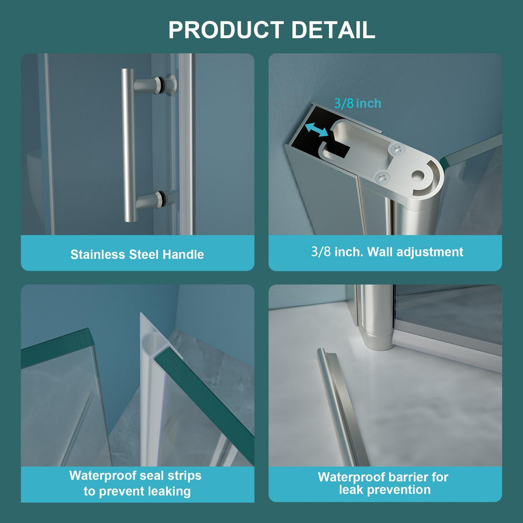 34"W x 72"H Fold Frameless Shower Door