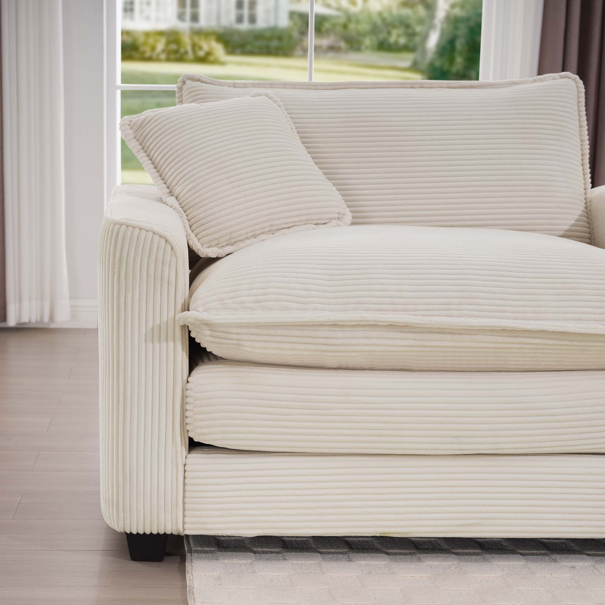 Modular Deep Seat 3-Seat Sofa Couch with Ottoman