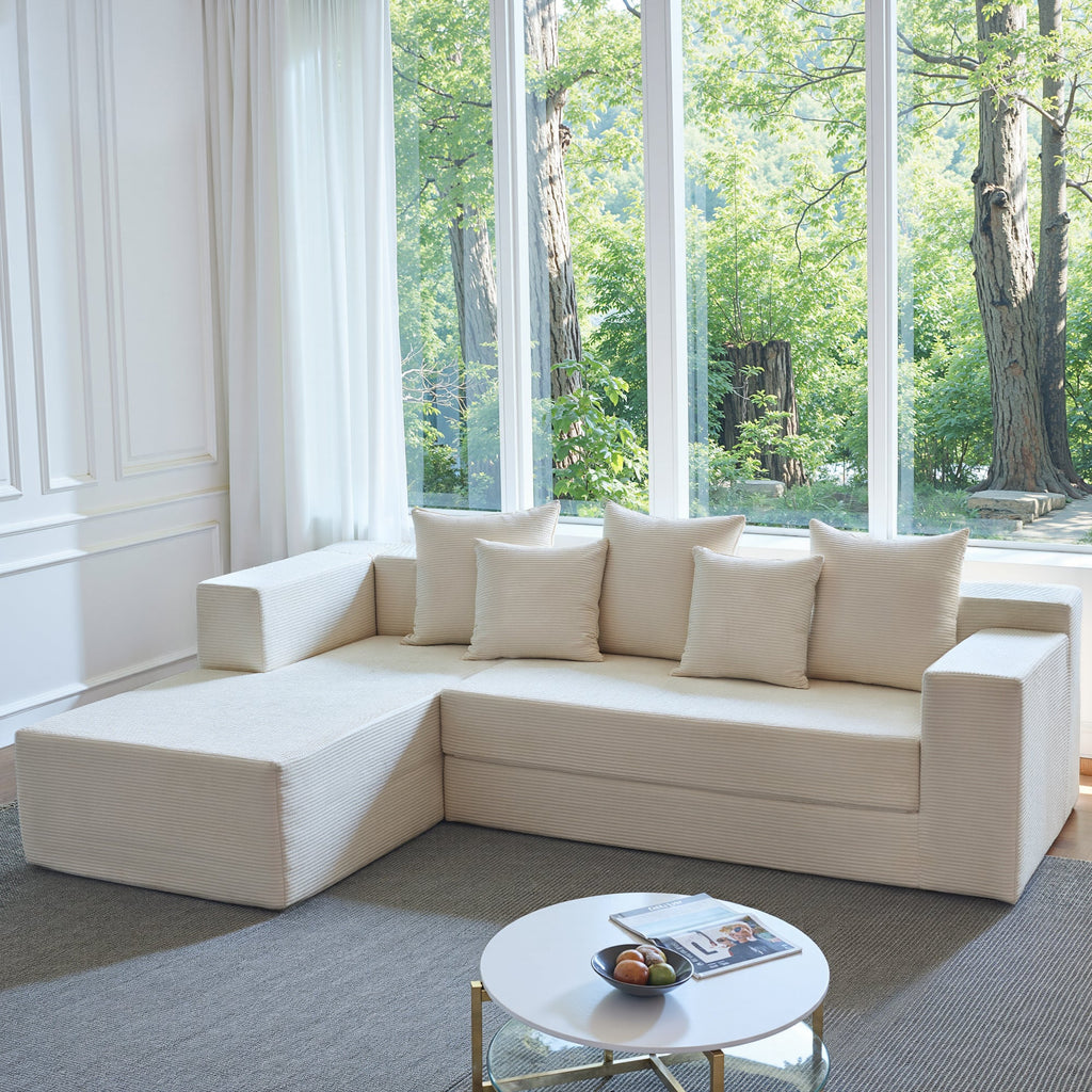 106.5" Convertible L-Shaped Sectional Sofa Bed