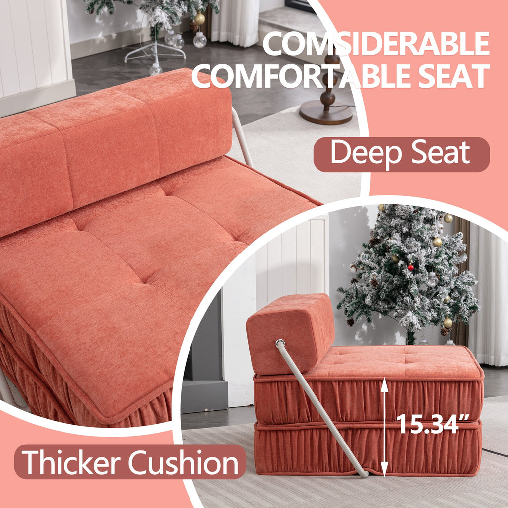Orange Folding Sofa - Convertible Chair for Home