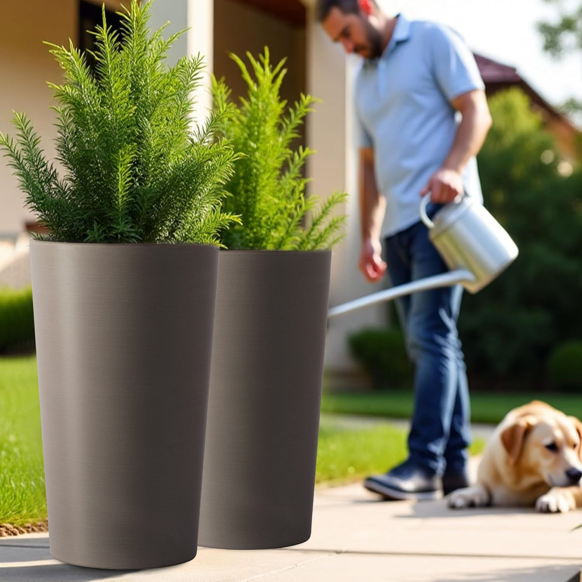 2 Pack Tall 21.7 in Planters for Outdoor Plants