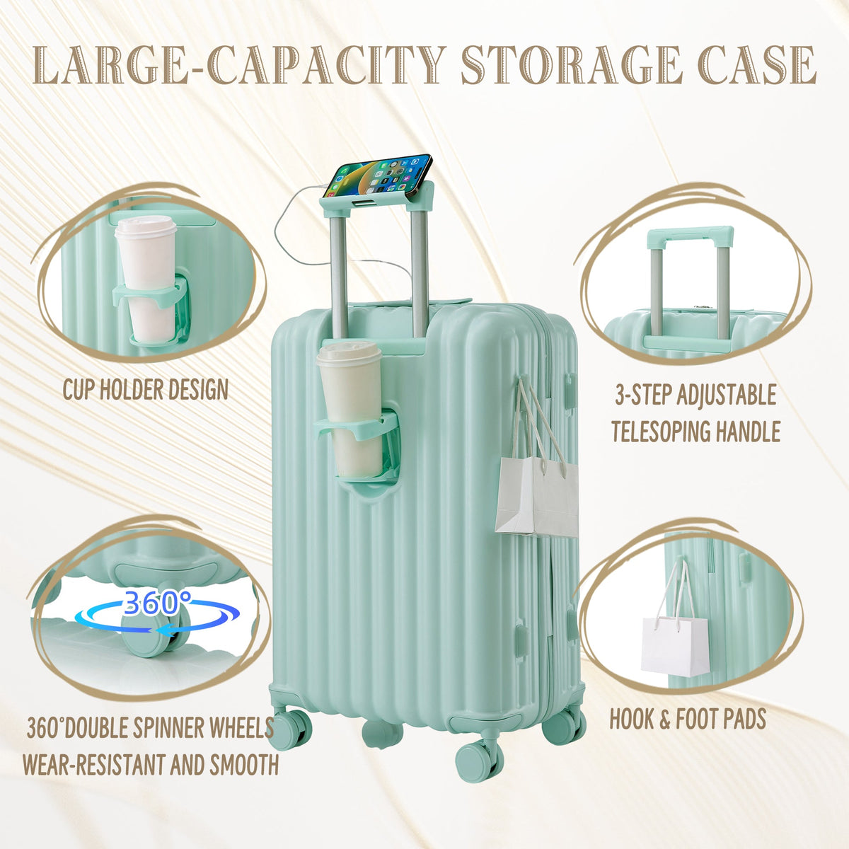 3 Pcs ABS Spinner Wheel Luggage Set