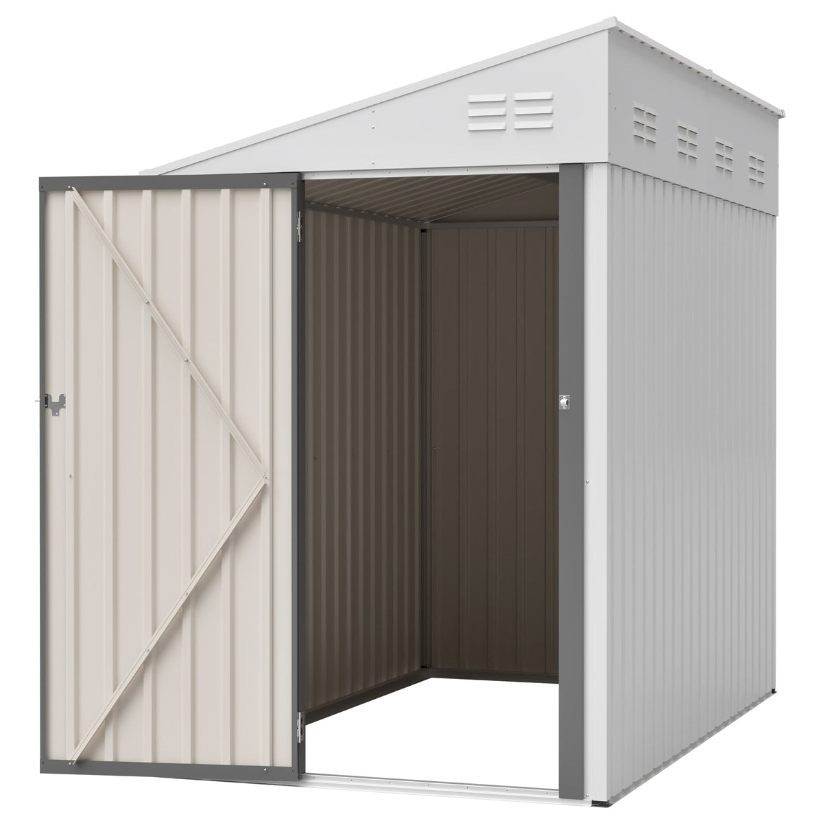 White 4' x 7' Lean-To Storage Shed