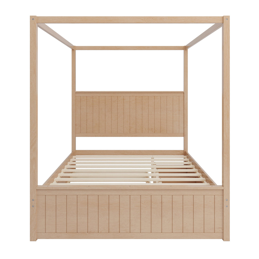 Queen Size Canopy Bed with Trundle and Storage