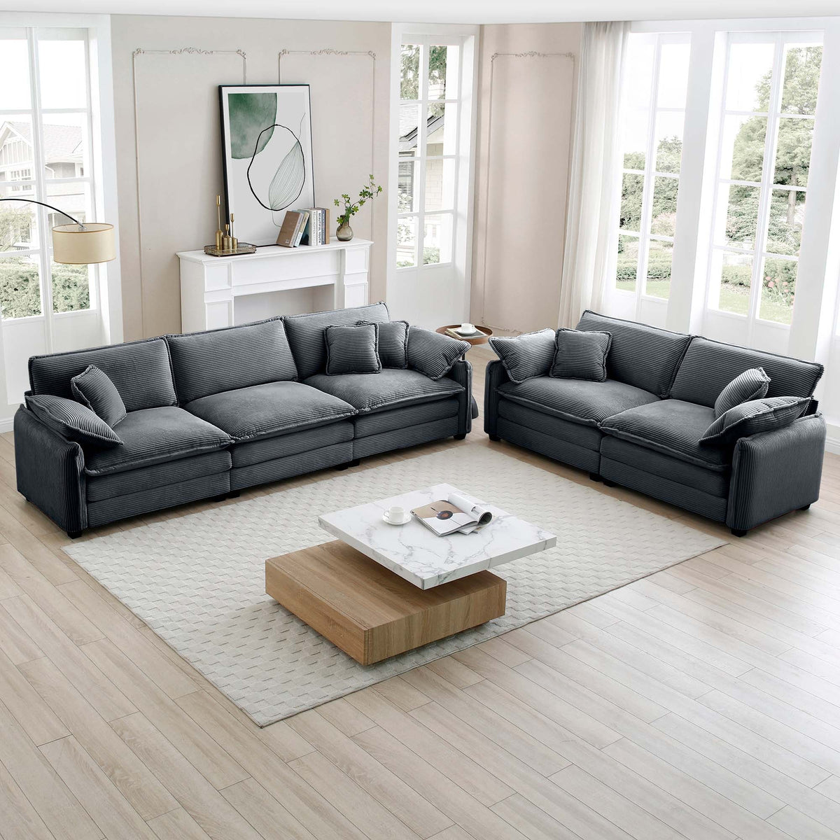 Family Sofa Set Deep Seat Sofa, Warm Sofa for Home Cinema and Living Room