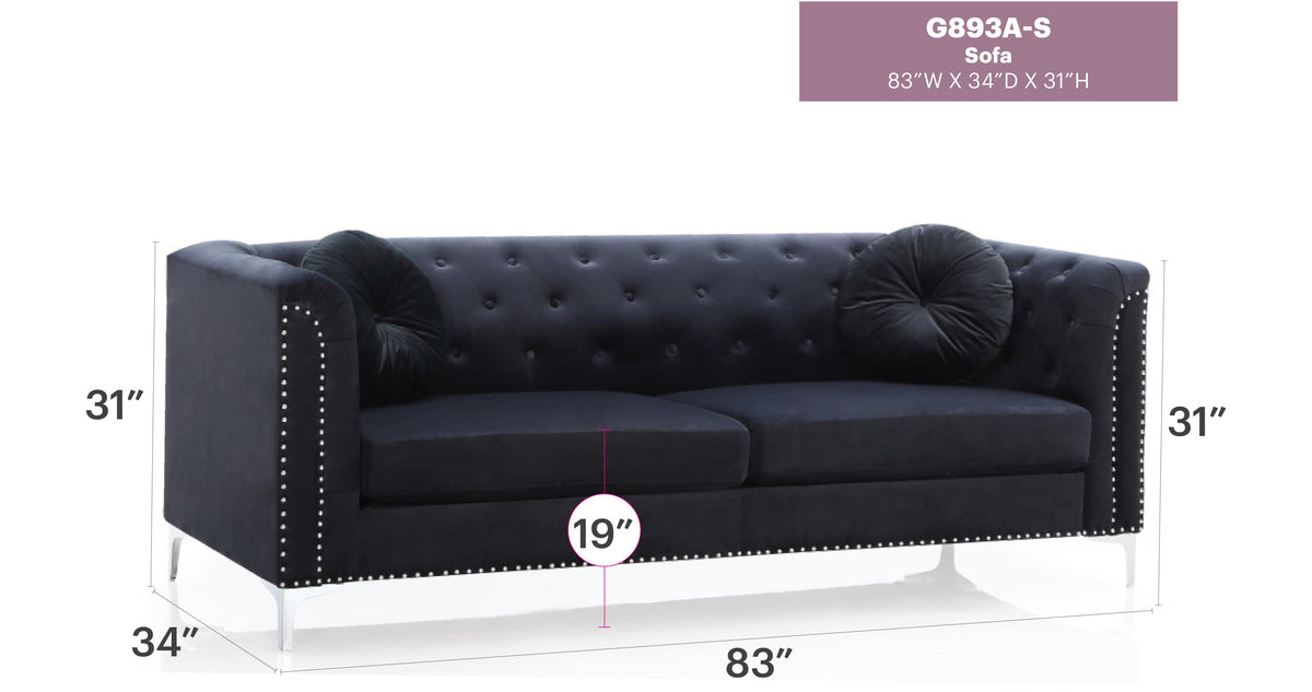 Pompano G893A-S Velvet Sofa