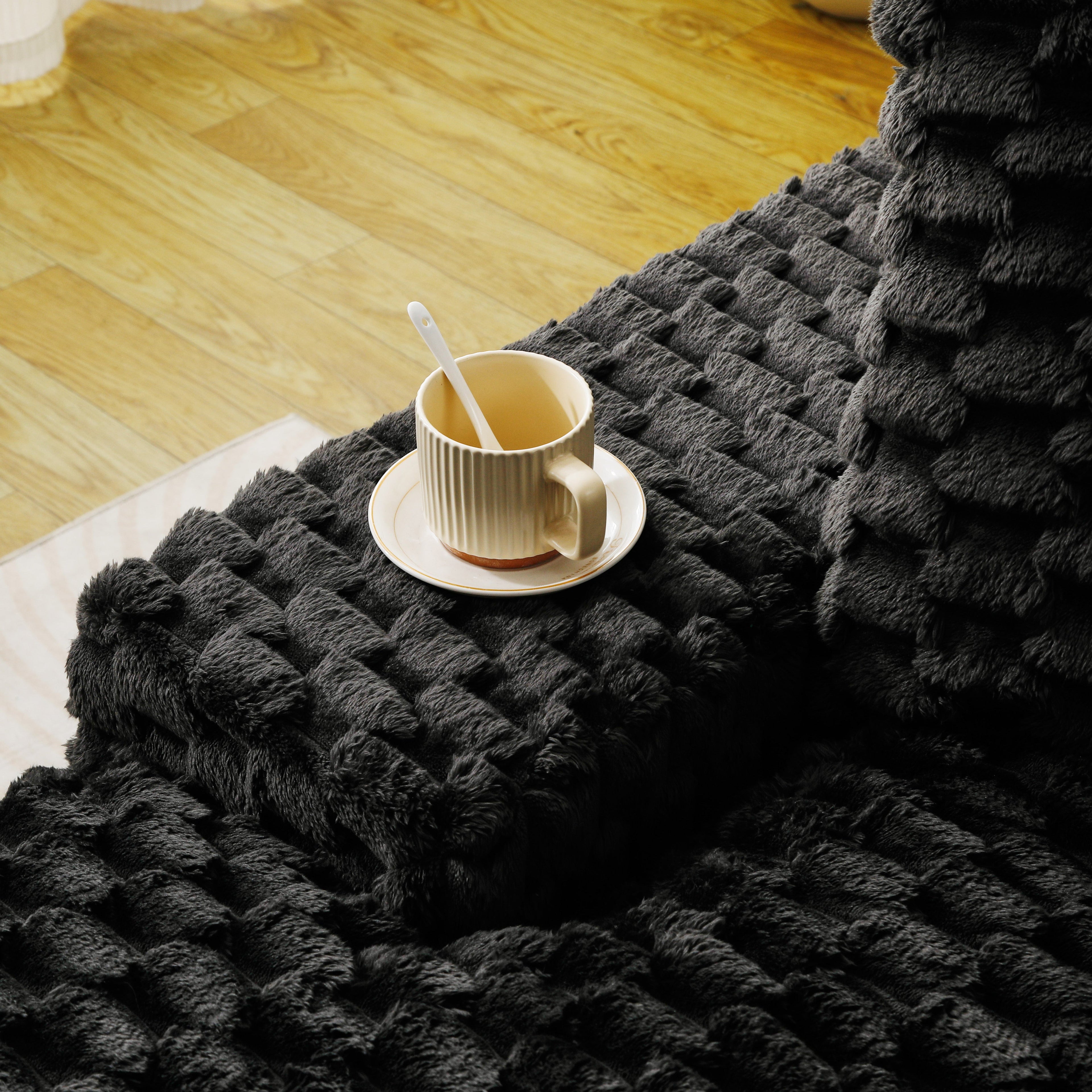 Black Turtle Velvet Versatile Convertible Sofa