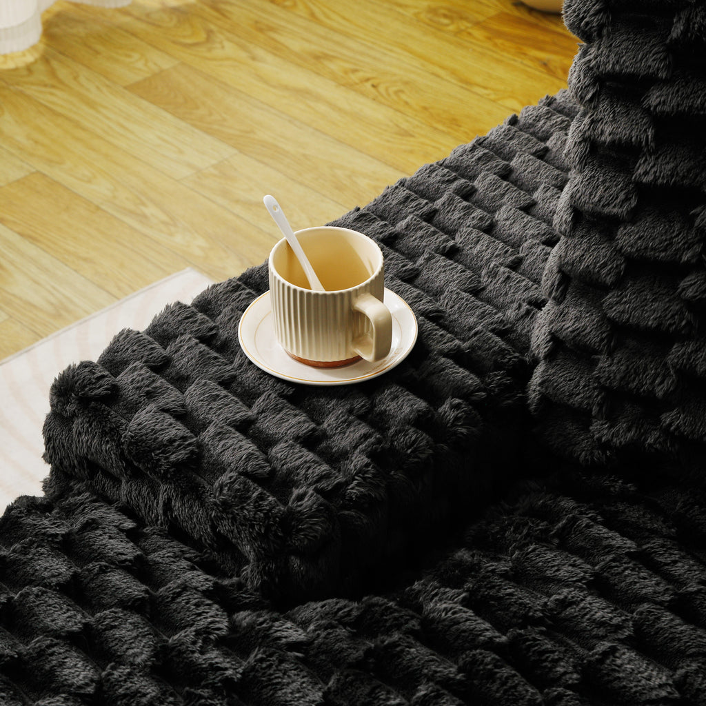 Black Turtle Velvet Double Chaise Lounge
