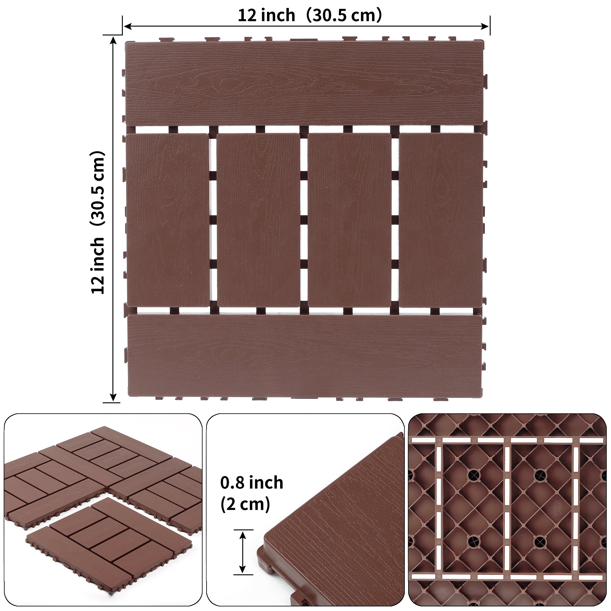 H Style 12 Inch Balcony Deck Tiles