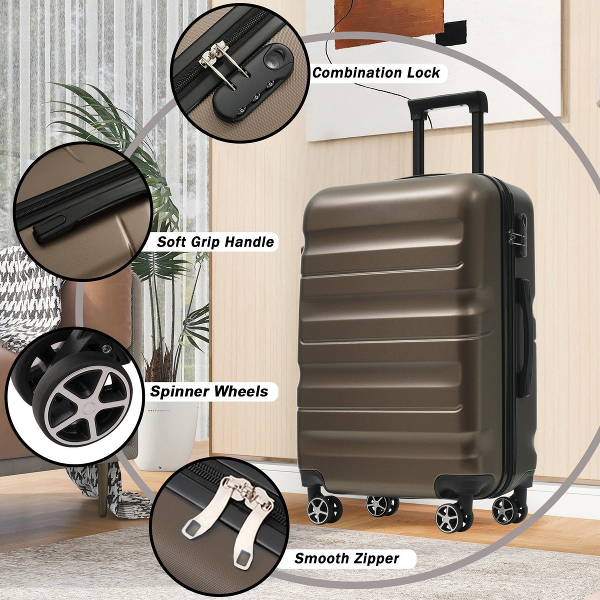 Hardshell ABS Luggage Set - 24-Inch Checked Suitcase