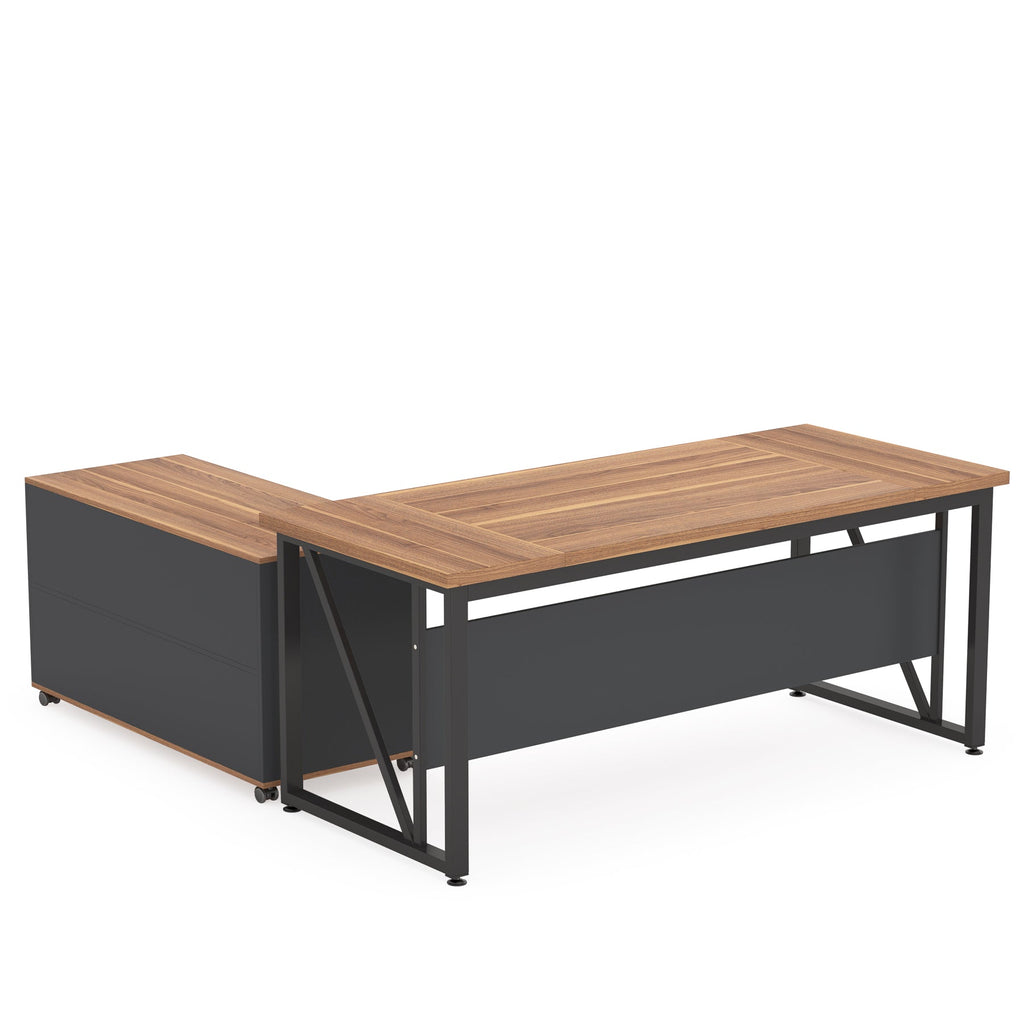 63-Inch Executive Desk with Mobile File Cabinet