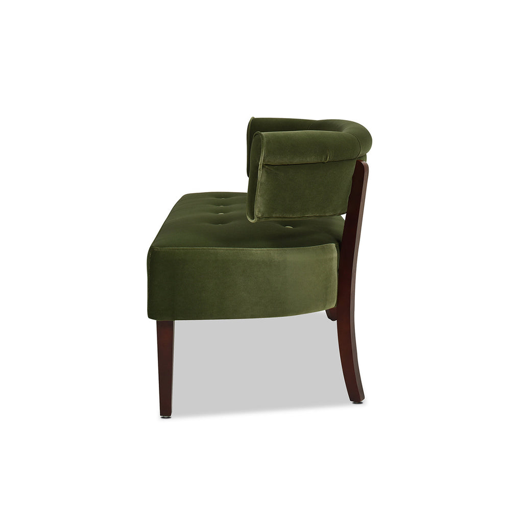 Jared Roll Arm Tufted Bench Settee, Olive