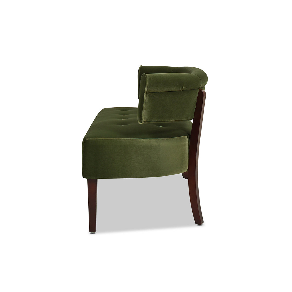 Jared Roll Arm Tufted Bench Settee, Olive